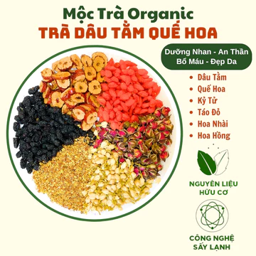 Trà Thảo Mộc Dâu Tằm Quế Hoa Lục Vị Mộc Trà Organic, Giải Độc Gan, Detox Cơ Thể, Làm Đẹp Da