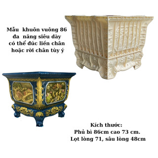 Khuôn chậu vuông 86 đa năng có thể đúc rời chân hoặc liền chân chất liệu nhựa abs