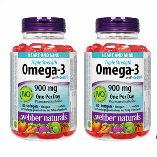 Combo 2  hộp Dầu cá Triple Strength Omega-3 EPA/DHA 900mg with CoQ10 Webber Naturals hộp 80 viên