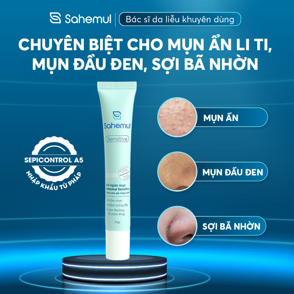 Ảnh Gel Giảm Mụn Sahemul Sensitive Giảm Mụn Viêm, Mụn Ẩn, Mụn Đầu Đen 20gr [TẶNG KEM MỤN 10GR] 3