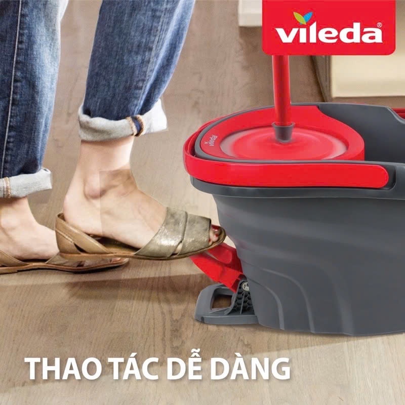 Ảnh [Chính hãng] Bộ lau nhà thông minh 360 độ VILEDA Turbo Easy Wring&Clean đầu lau tam giác, xô giặt quay bằng chân 3