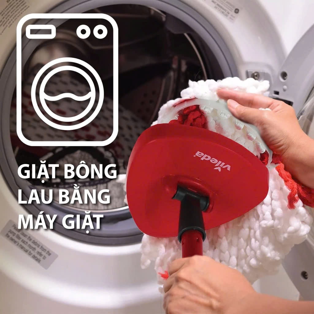 Ảnh [Chính hãng] Bộ lau nhà thông minh 360 độ VILEDA Turbo Easy Wring&Clean đầu lau tam giác, xô giặt quay bằng chân 4