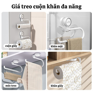 Móc Treo Cuộn Giấy Đa Năng Nhà Bếp ECO, Giá Treo Khăn Lau Bếp Cốc Hút Dán Tường Tiện Lợi