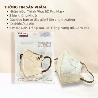 Combo 100 chiếc khẩu trang 6D Thịnh Phát kháng khuẩn quai chun mềm mại chống tia UV