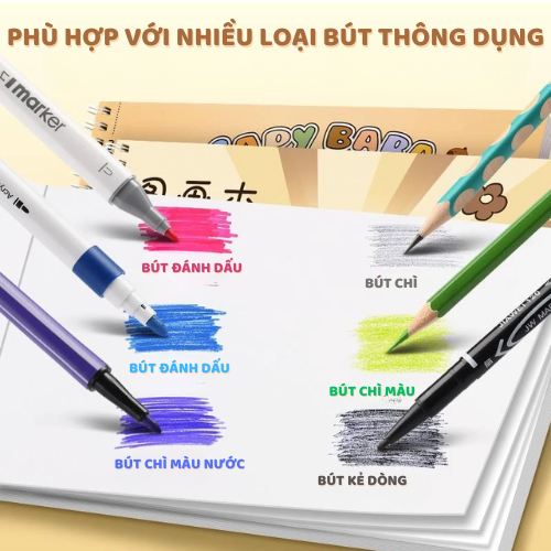 Vở Vẽ  A4 40 Trang Giá Rẻ , Sổ Vẽ Hình Hoạt Hình Dễ Thương Giấy Dày Dùng Được Cho Nhiều Loại Bút