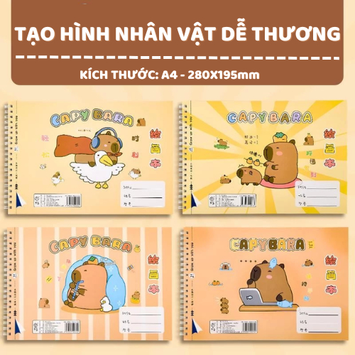 Vở Vẽ  A4 40 Trang Giá Rẻ , Sổ Vẽ Hình Hoạt Hình Dễ Thương Giấy Dày Dùng Được Cho Nhiều Loại Bút