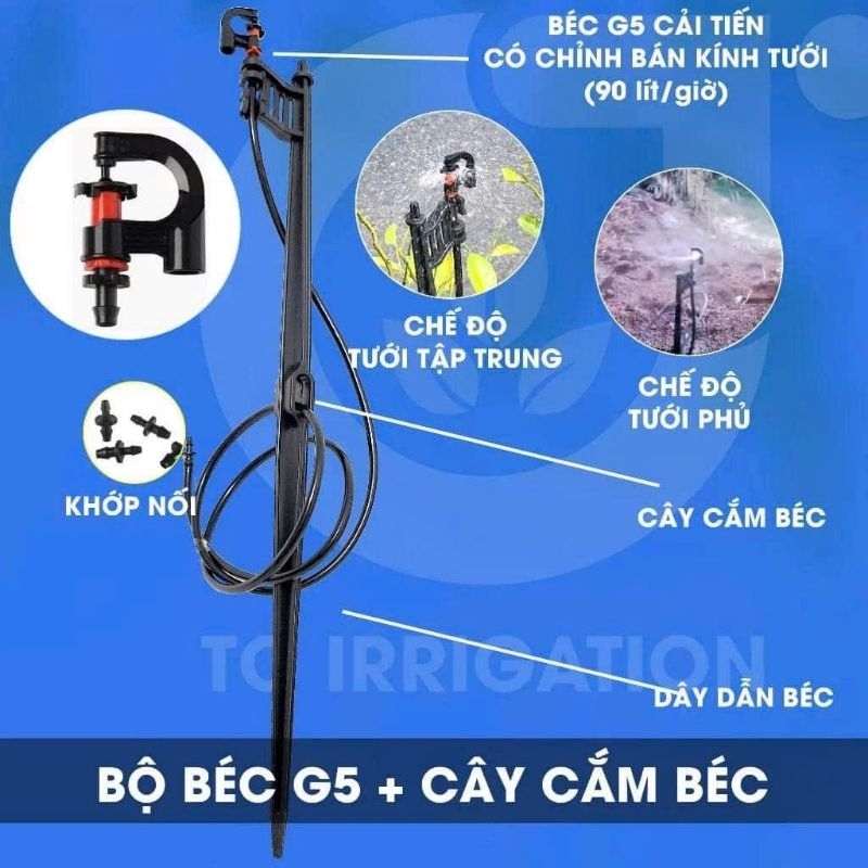 Bộ G5 dây 8x10mm đầy đủ phụ kiện , tùy chọn có ron hoặc không ron , bộ béc g5 dây 10mm