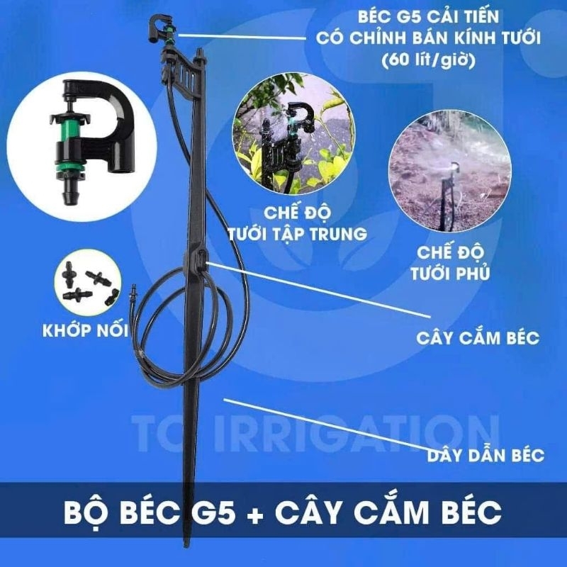 Bộ G5 dây 8x10mm đầy đủ phụ kiện , tùy chọn có ron hoặc không ron , bộ béc g5 dây 10mm