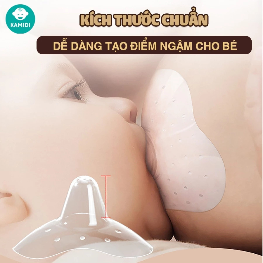 Núm Trợ Ti Kamidi Silicone Co Dãn Mềm Mại Bảo Vệ Đầu Ngực Cho Mẹ Hỗ Trợ Bé Tập Ti Bình Sữa