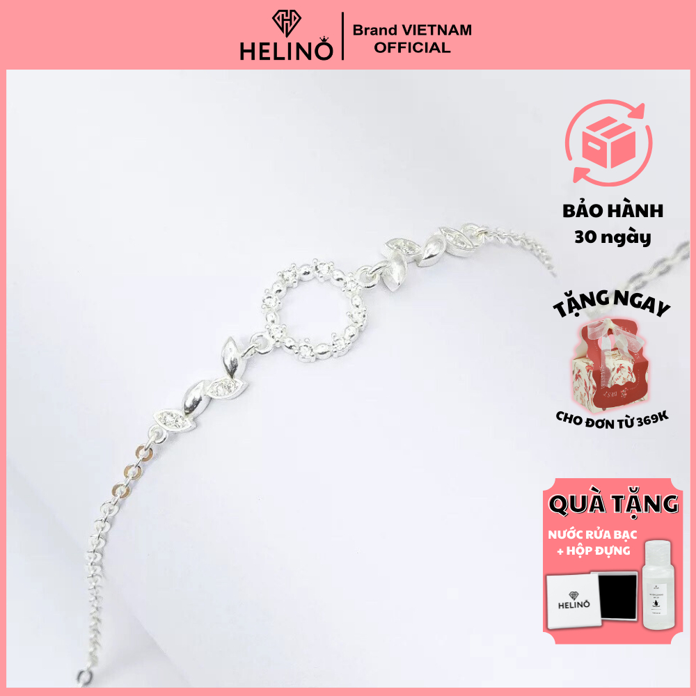 Ảnh Lắc tay bạc nữ HELINO vòng tay đường tròn đá chấm bi mix lá đá xinh xắn V12 1