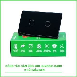 Công tắc cảm ứng Hunonic Datic 2 Nút kết nối Wifi điều khiển mọi thiết bị từ xa qua điện thoại