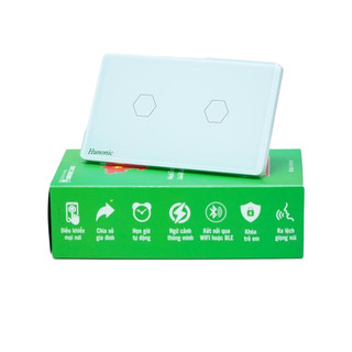 Công tắc cảm ứng Hunonic Datic 2 Nút kết nối Wifi điều khiển mọi thiết bị từ xa qua điện thoại