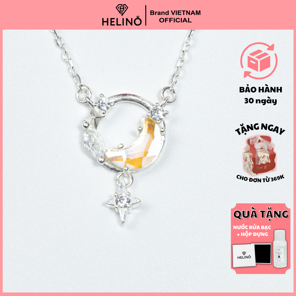 Ảnh Dây chuyền bạc nữ HELINO đính đá mặt trăng Moonstone lấp lánh C48 1