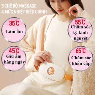 Đai Massage Bụng M28 - Có Hộp Quà Tặng - Máy Massage Đau Bụng Kinh - 5 Chế Độ Làm Ấm - Giảm Đau