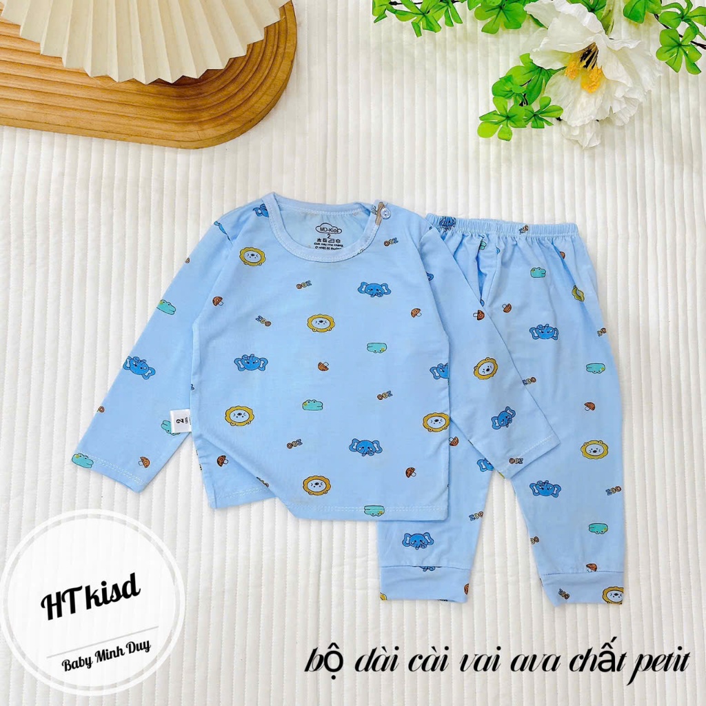 Bộ quần áo DÀI TAY thun lạnh NHIỀU MÀU họa tiết thú đáng yêu cho bé trai bé gái 4-14kg mesocshop