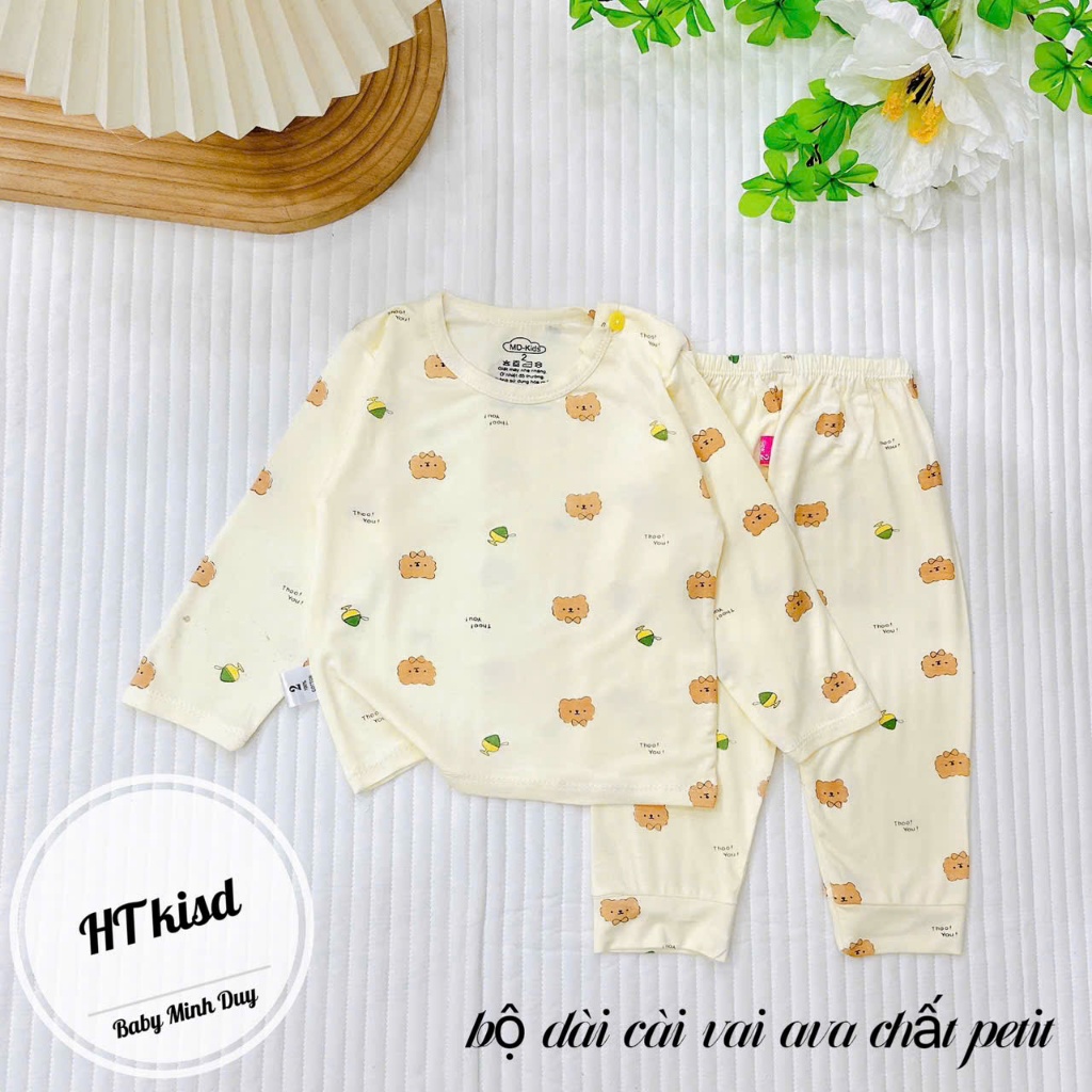 Bộ quần áo DÀI TAY thun lạnh NHIỀU MÀU họa tiết thú đáng yêu cho bé trai bé gái 4-14kg mesocshop