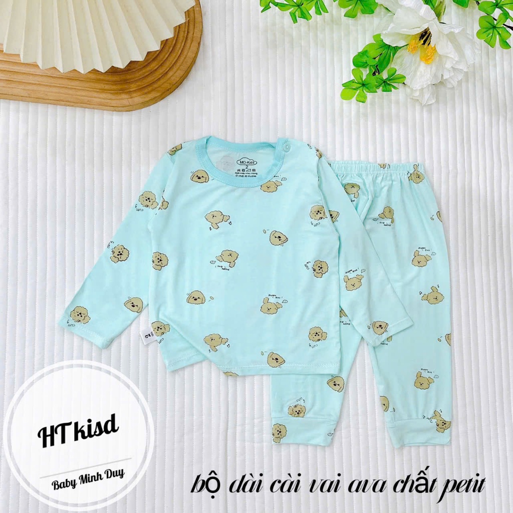 Bộ quần áo DÀI TAY thun lạnh NHIỀU MÀU họa tiết thú đáng yêu cho bé trai bé gái 4-14kg mesocshop
