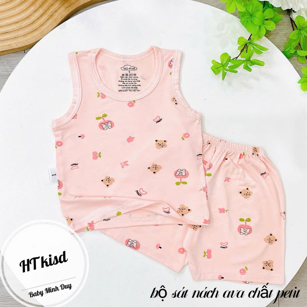 Bộ quần áo BA LỖ sát nách NHIỀU MÀU thun lạnh họa tiết thú đáng yêu cho bé trai bé gái 4-14kg mesocshop