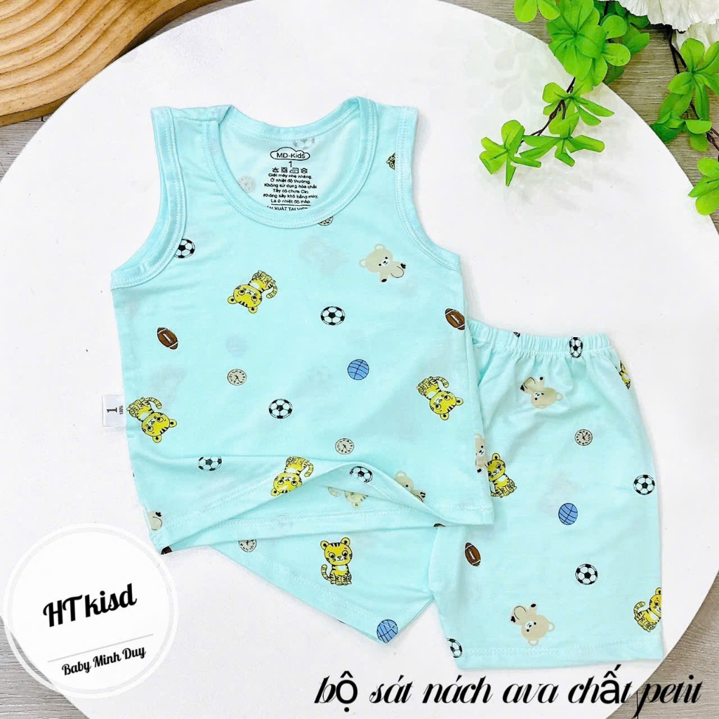 Bộ quần áo BA LỖ sát nách NHIỀU MÀU thun lạnh họa tiết thú đáng yêu cho bé trai bé gái 4-14kg mesocshop