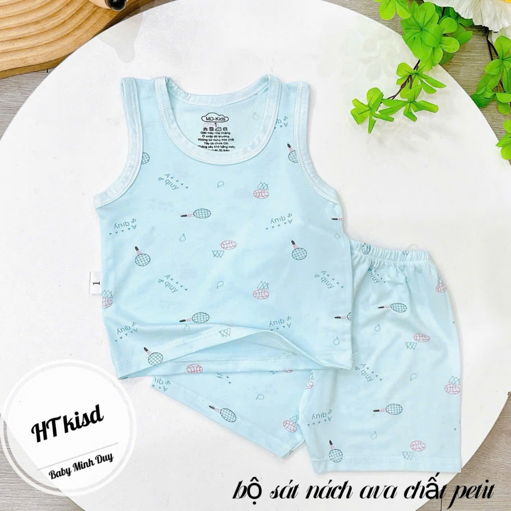 Bộ quần áo BA LỖ sát nách NHIỀU MÀU thun lạnh họa tiết thú đáng yêu cho bé trai bé gái 4-14kg mesocshop