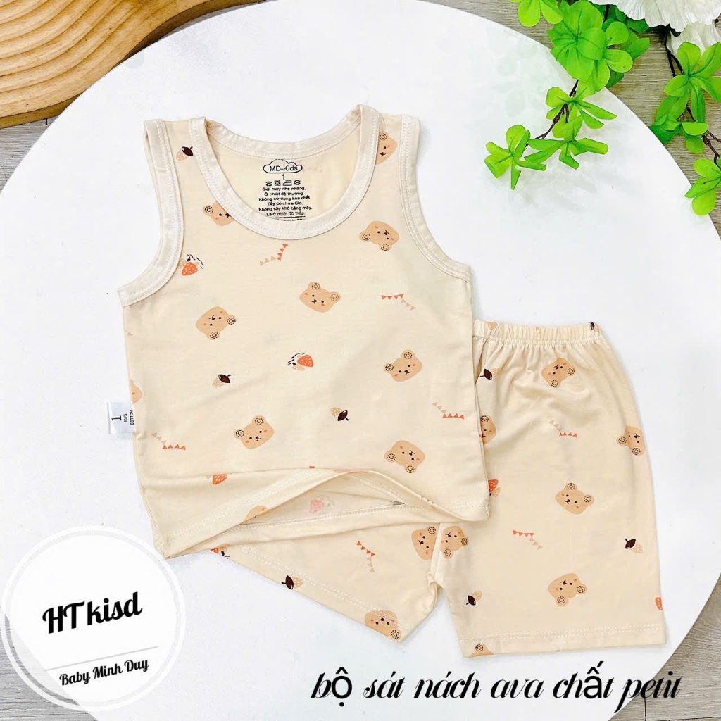 Bộ quần áo BA LỖ sát nách NHIỀU MÀU thun lạnh họa tiết thú đáng yêu cho bé trai bé gái 4-14kg mesocshop