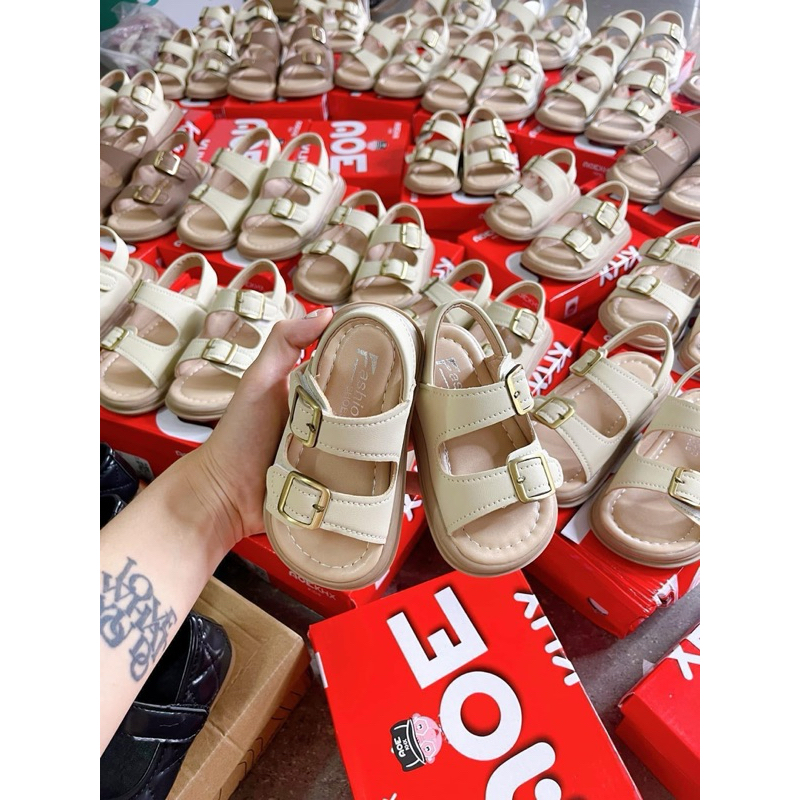 (Order) Dép sandal quai dán da mềm phong cách Hàn Quốc dành cho bé trai - bé gái