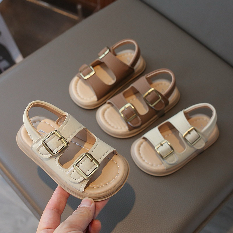 (Order) Dép sandal quai dán da mềm phong cách Hàn Quốc dành cho bé trai - bé gái