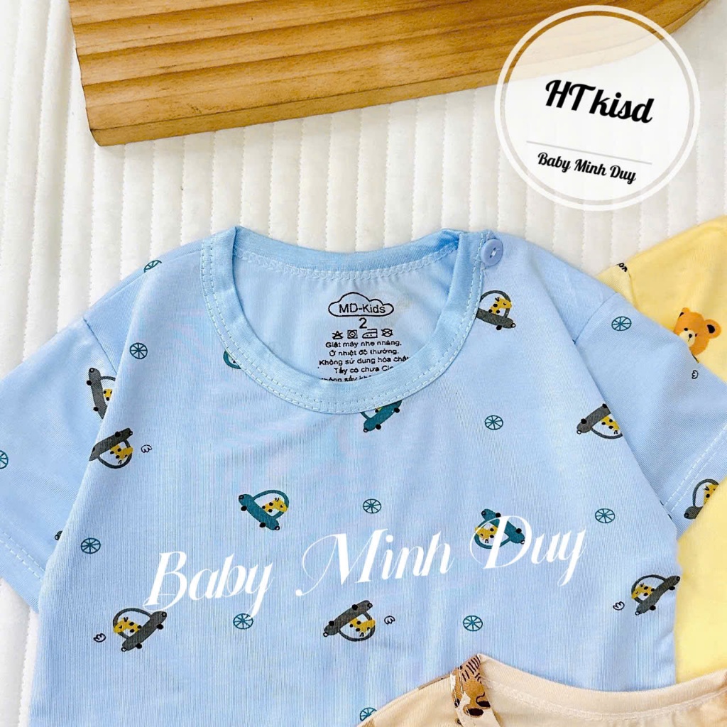 Áo cộc chất thun lạnh NHIỀU MÀU họa tiết thú đáng yêu, có cúc cài vai cho bé từ 4-14kg Mesocshop