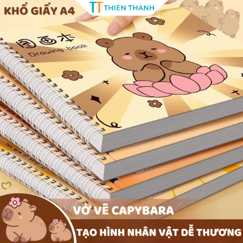 Vở Vẽ  A4 40 Trang Giá Rẻ , Sổ Vẽ Hình Hoạt Hình Dễ Thương Giấy Dày Dùng Được Cho Nhiều Loại Bút