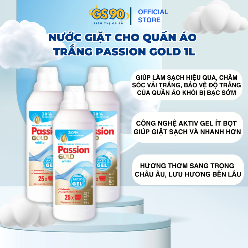 Nước Giặt Chuyên Dụng Cho Quần Áo Trắng, Đồ Tối Màu Passion Gold 1L- Chính Hãng Đức