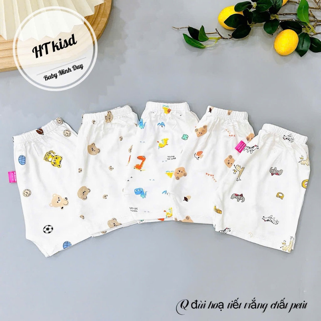 Quần chục đùi thun lạnh nền trắng nhiều họa tiết dễ thương cho bé trai bé gái mesocshop