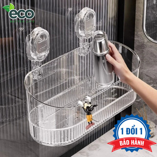Kệ Để Đồ Nhà Tắm Trong Suốt ECO, Giỏ Đựng Đồ Hút Chân Không Chịu Lực Tốt Có Lỗ Thoát Nước