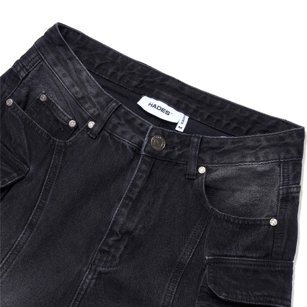 Ảnh HADES Wash Baggy Denim Trousers Đen - HADES Brand chính hãng Quần denim dài unisex 4