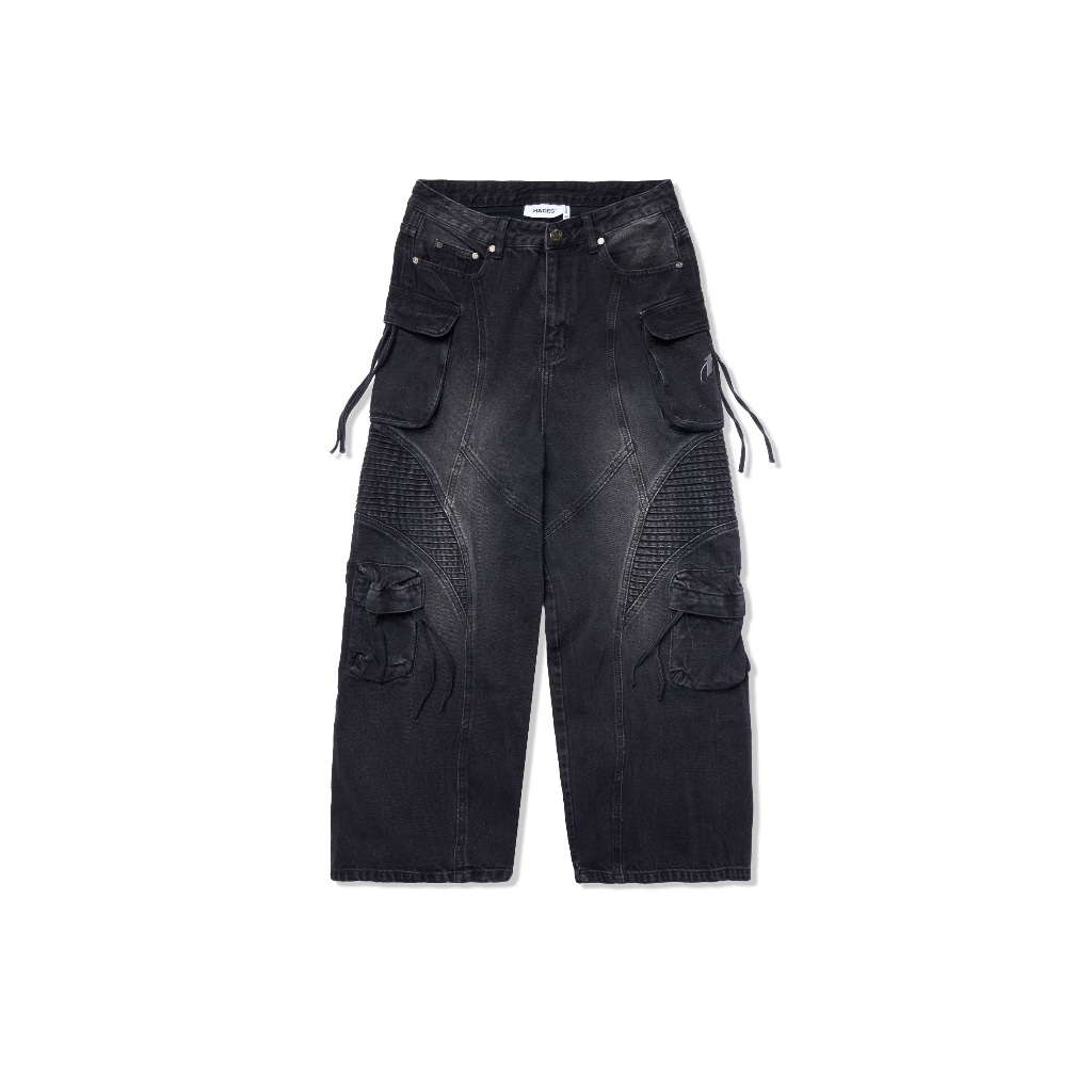 Ảnh HADES Wash Baggy Denim Trousers Đen - HADES Brand chính hãng Quần denim dài unisex 1