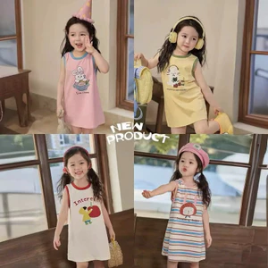 Váy tanktop sát nách vải thô mỏng hoạ tiết in ngộ nghĩnh dành cho bé gái