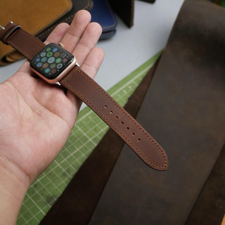 Dây đeo da bò pullup cho đồng hồ thông minh Apple Watch SE và seri 38,40,41,42,44,45,49, ultra  AWP01- Ví Da SAGO