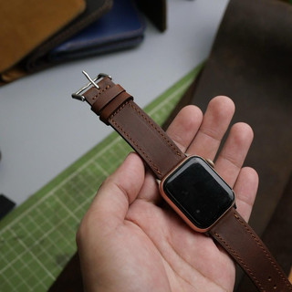 Dây đeo da bò pullup cho đồng hồ thông minh Apple Watch SE và seri 38,40,41,42,44,45,49, ultra  AWP01- Ví Da SAGO