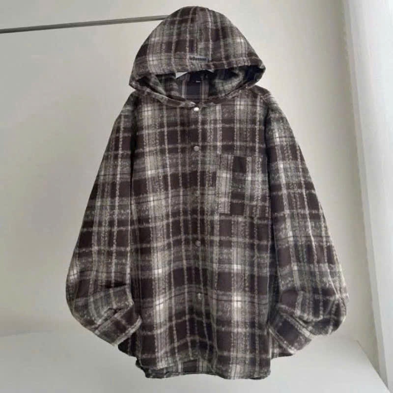 [Dạ Kẻ] Áo Khoác Dạ Kẻ Caro Unisex Nam Nữ Flannel Dài Tay Sọc Caro Có Mũ Form Rộng Hàn Quốc Unim Club ACN
