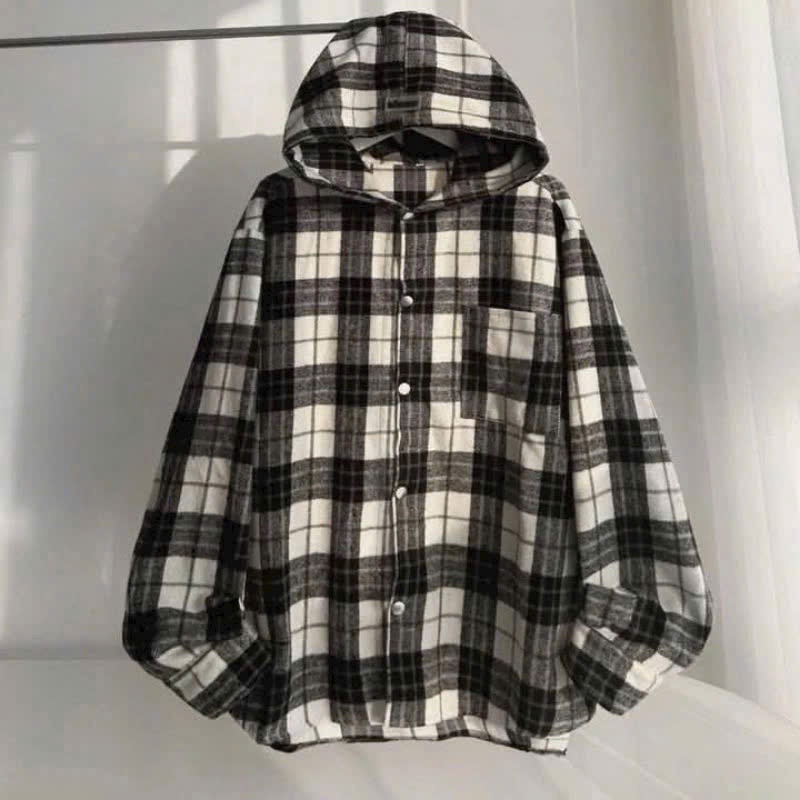 [Dạ Kẻ] Áo Khoác Dạ Kẻ Caro Unisex Nam Nữ Flannel Dài Tay Sọc Caro Có Mũ Form Rộng Hàn Quốc Unim Club ACN