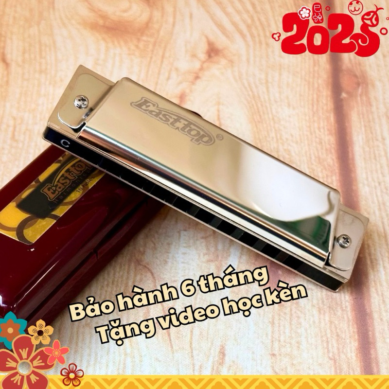 Kèn Harmonica 10 lỗ Easttop T10 màu bạc - Ken Honda