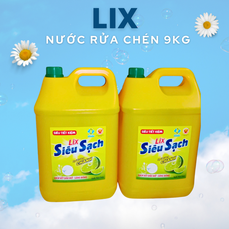 Nước Rửa Chén LIX Siêu Sạch Hương Chanh 9KG Siêu Tiết Kiệm - Lixco