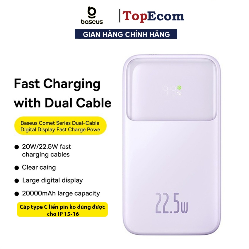 Cục Pin Sạc Dự Phòng 20000mah - 10000mah Baseus Comet Kèm Dây Sạc Nhanh ...