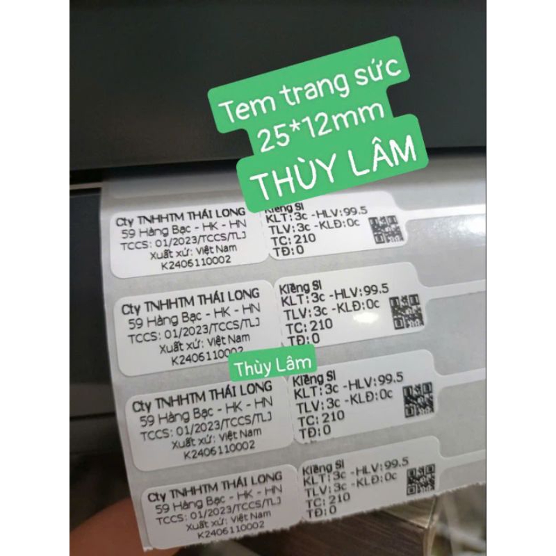 Giấy in tem vàng bạc trang sức PVC dai, khó rách, không thấm nước. Dùng ...