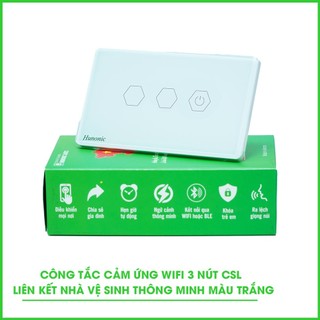 Công tắc cảm ứng Hunonic Datic 3 Nút CSL kết nối Wifi điều khiển mọi thiết bị từ xa qua điện thoại