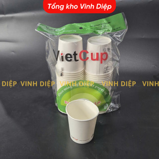 1 bịch 50 cốc giấy, ly giấy dùng 1 lần vietcup 180ml loại cao cấp thân thiện với môi trường,