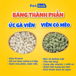 [500g] Viên Gà Sấy + Viên Cỏ Mèo, Viên Rau Xanh, Thịt sấy Cho Mèo Pet Hub