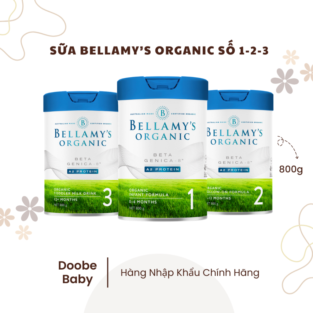 Sữa Bellamy's Organic Beta Genica-8™ số 1-2-3 800g, Nhập Khẩu