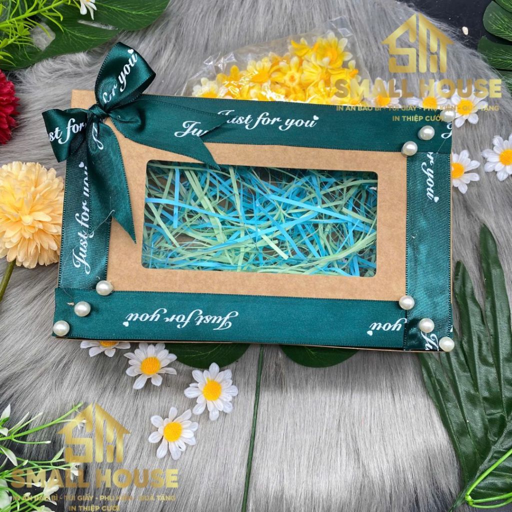 [GIẢM GIÁ]Hộp Quà Tặng sinh nhật, hoa, trái cây màu trắng có Ô Kính giấy dày kèm Rơm Nơ decor sẵn cực sang trọng