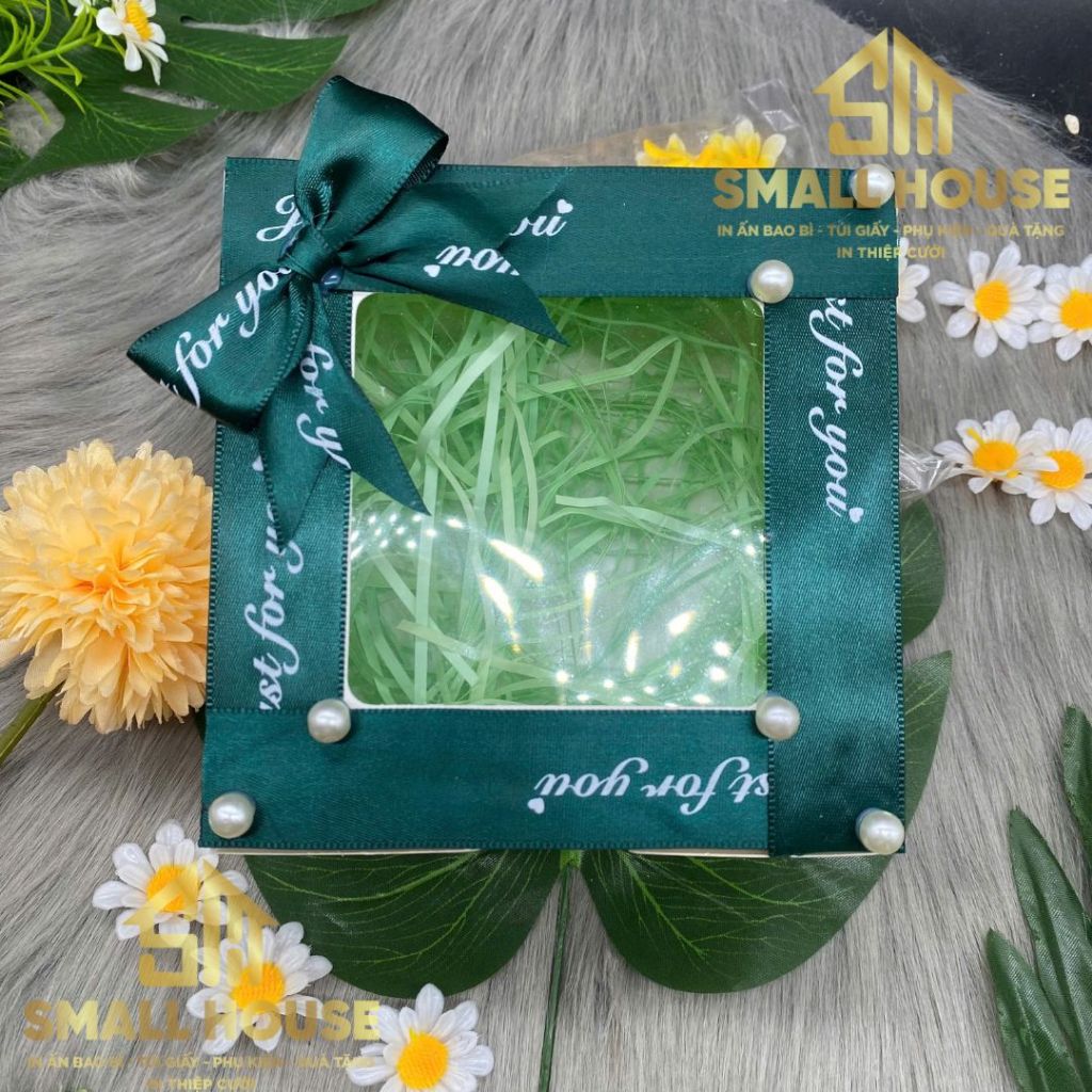 [GIẢM GIÁ]Hộp Quà Tặng sinh nhật, hoa, trái cây màu trắng có Ô Kính giấy dày kèm Rơm Nơ decor sẵn cực sang trọng