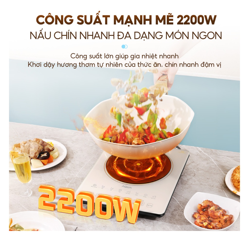 Ảnh Bếp từ đơn AQUA ICT2201R 2200W, hẹn giờ 8 tiếng, 22 mức chỉnh nhiệt, màn hình tiếng Việt 3